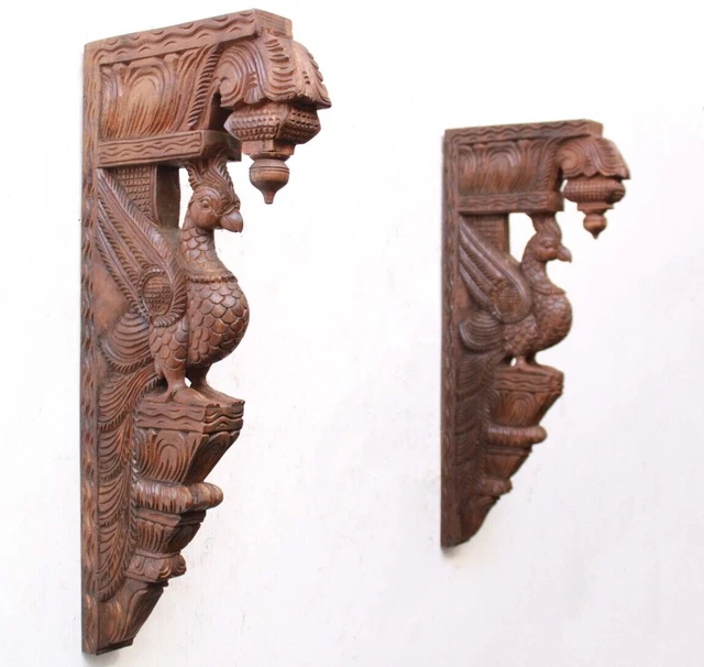 Wooden Wall Bracket Peacock Corbel  Vintage Home Garden Decor Wall Hanging Shelf