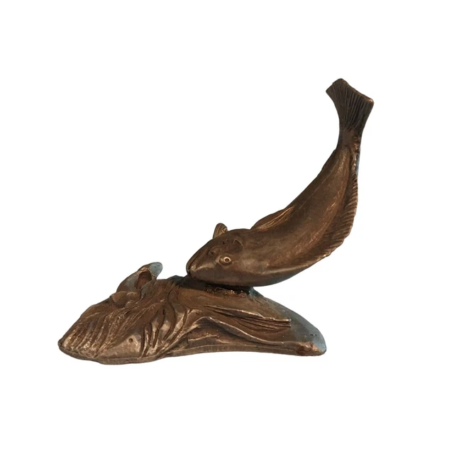 Solid Pewter Jumping Salmon From The Studio Of Dale Hanson Sitka Alaska Signed