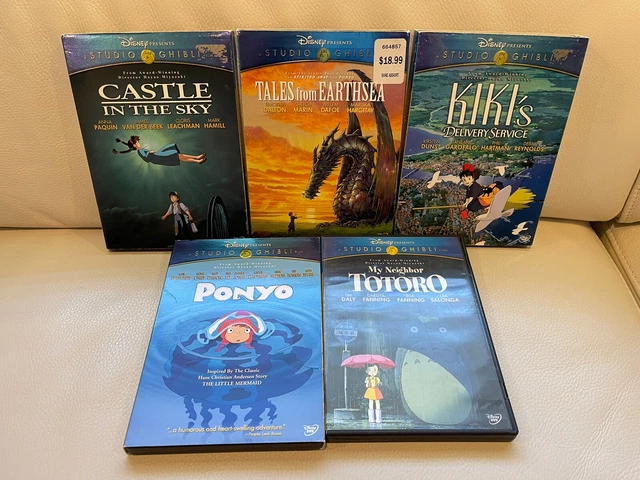 LOT OF 5 Disney Studio Ghibli DVD’s With Slipcovers. Totoro, Kiki