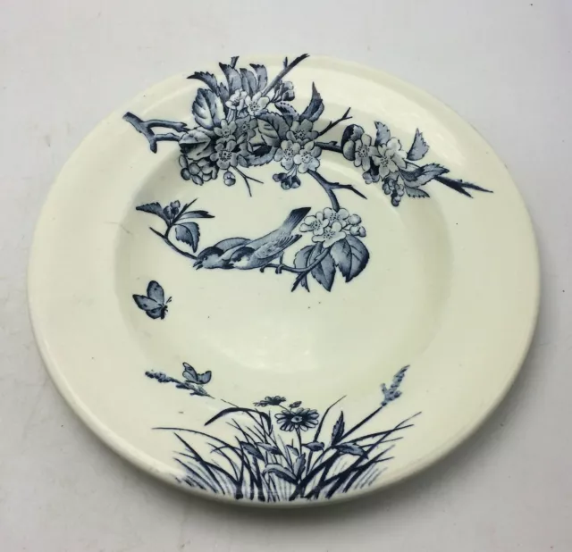 assiette creuse ancienne en faience decor oiseaux aubepine papillons