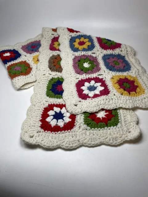 Handmade Knitted Colorful Granny Square Crochet Warm Neck Warp Winter Scarf 52"