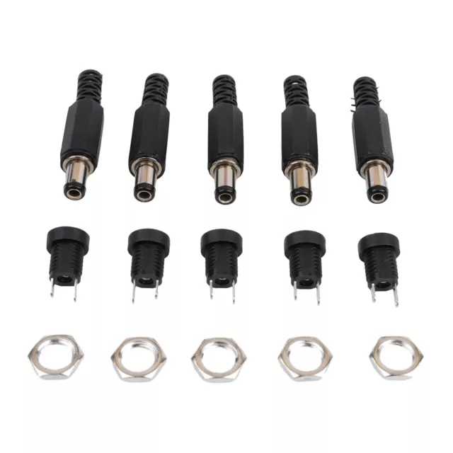 10 Stk MALE BARREL JACK-PLUG FEMALE SOCKET PANEL MOUNT DC 12V POWER CONNECTORS