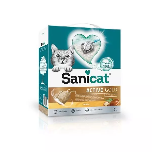 Sanicat Argon Perfumado Fresco Gato Gatito Absorbente Clumping Cajón de Arena 6L