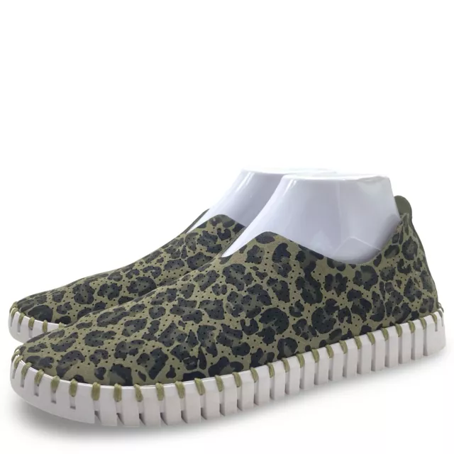 ILSE JACOBSEN PERFORATED Slip-On Shoes Printed Tulip Army Green Leopard ...