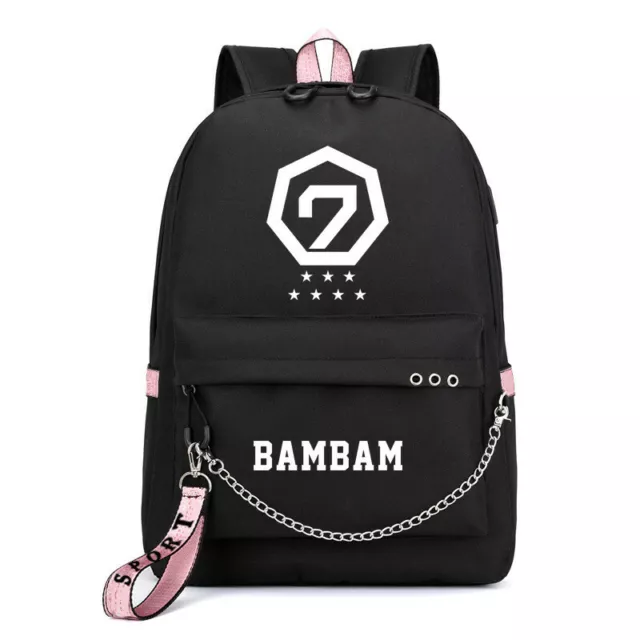 Kpop GOT7 Mark Bambam Canvas School Backpack Laptop with USB Headphone Hole 2