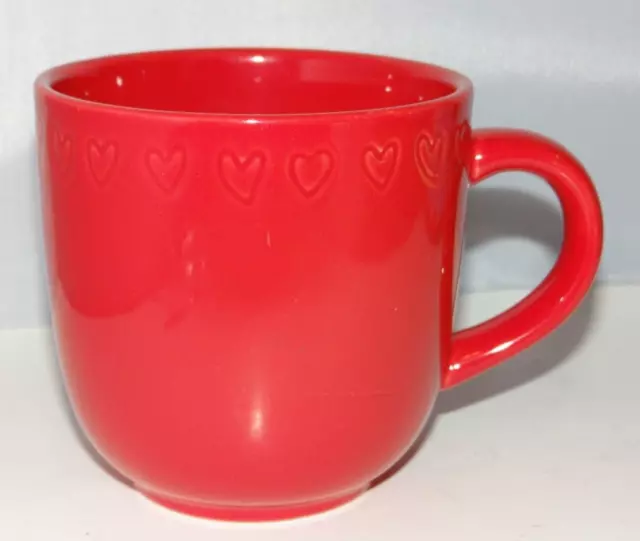 Target Red Etched Hearts Valentine's Day Coffee Mug Cup Stoneware 14oz.