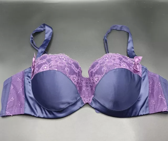 La Senza Purple/ Pink  Padded Underwired Balcony Demi Cup Bra Uk Size 36D