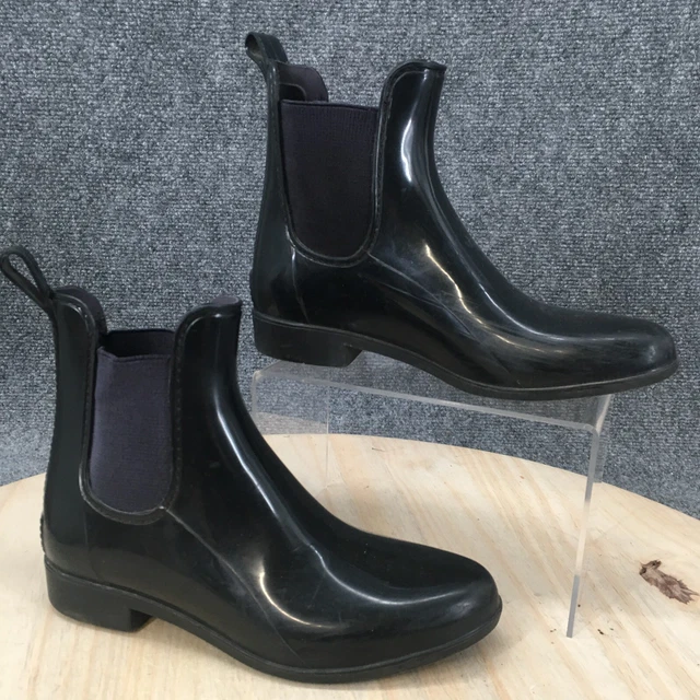 J Crew Boots Womens 5 Chelsea Black Rubber Pull On Ankle Top Casual Round Toe