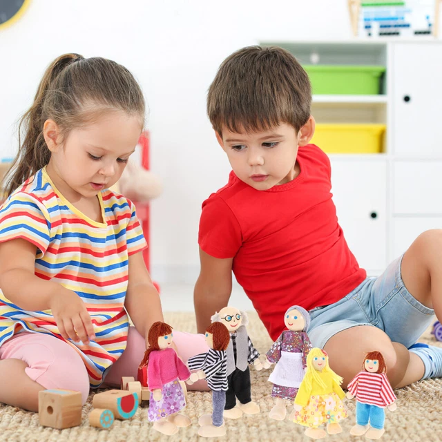 Child Figure 6 PCS BAMBOO Parent-child Tiny People Figures Figurines for Kids Mini ...