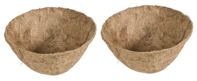 2 ~ Living Accents 14 in. D Coconut Fiber Basket Round Brown Liner