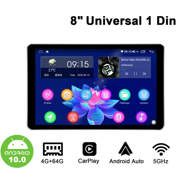 JOYING 8" 1 Din Android 10.0 Autoradio GPS Touchscreen WiFi Bluetooth SIM Card