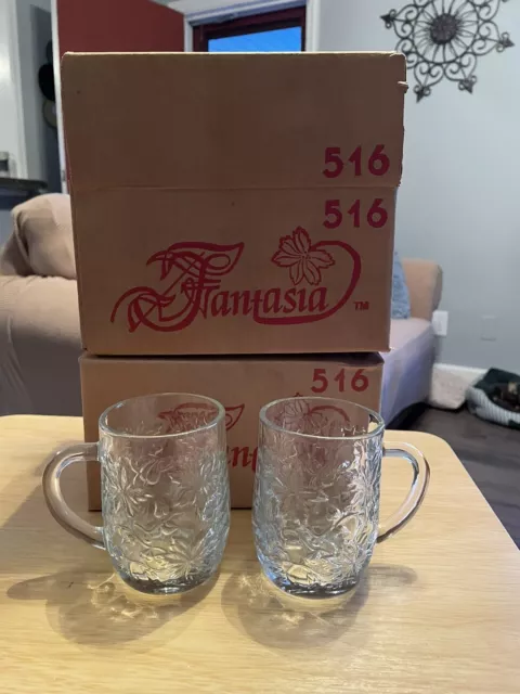 Princess House FANTASIA #516 Vintage 1985 Crystal Beverage Mugs (Set of 8) New!