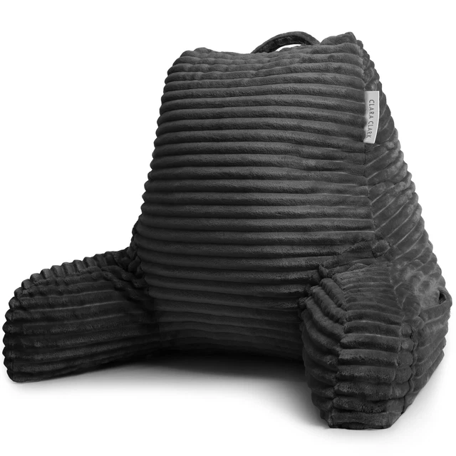 Cut Plush Striped Reading Pillow Shredded Memory Foam Bed Rest Pillow with Arms 3