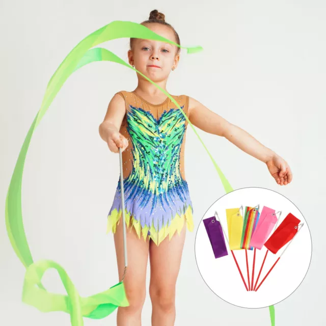 5 Pcs Gymnastics Ribbons Dancing Silk Colorful Belts Streamers Child