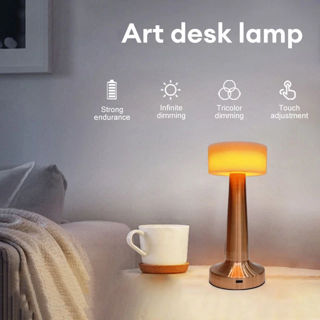 LED USB Table Lamp Rechargeable Cordless LED Bar Hotel Decor Metal Night Light