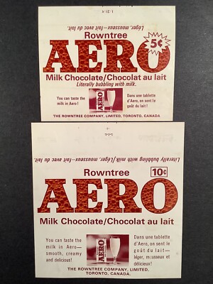 ROWNTREE’S & NESTLE Aero 1960’s-1990’s Canadian Chocolate Bar Wrappers ...