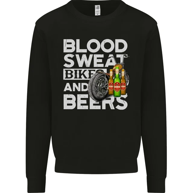 Blood Sweat Biciclette & Birra Divertente Moto Uomo Felpa Maglione