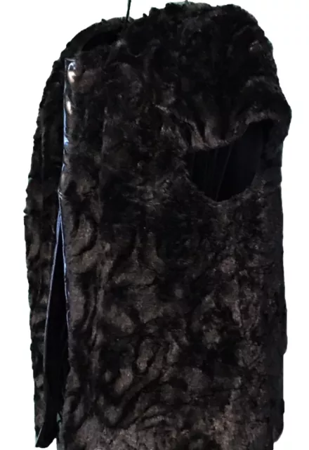 Kensie Dresses Black Faux Fur Cap Sleeve Open Front Leather Trim Short Jacket M 3