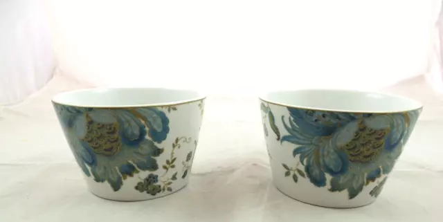 222 FIFTH ELIZA TEAL A SOUP CEREAL BOWL GOLD ACCENTS CONTEMPORARY  Set of 2