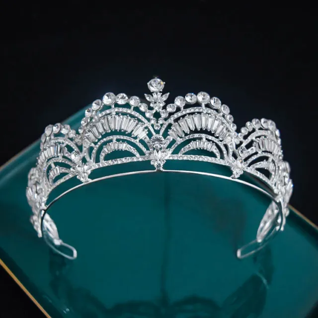 6.5cm Tall Silver Crystal Large Wedding Bridal Queen Princess Prom Tiara Crown