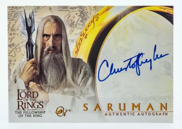 Topps Lord of The Rings Fellowship Christopher Lee Saruman Autograph Signed Card