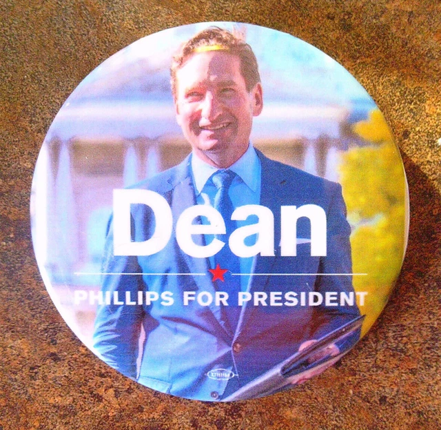 2024 DEMOCRAT DEAN PHILLIPS President COLOR PHOTO & logo Button 3.90