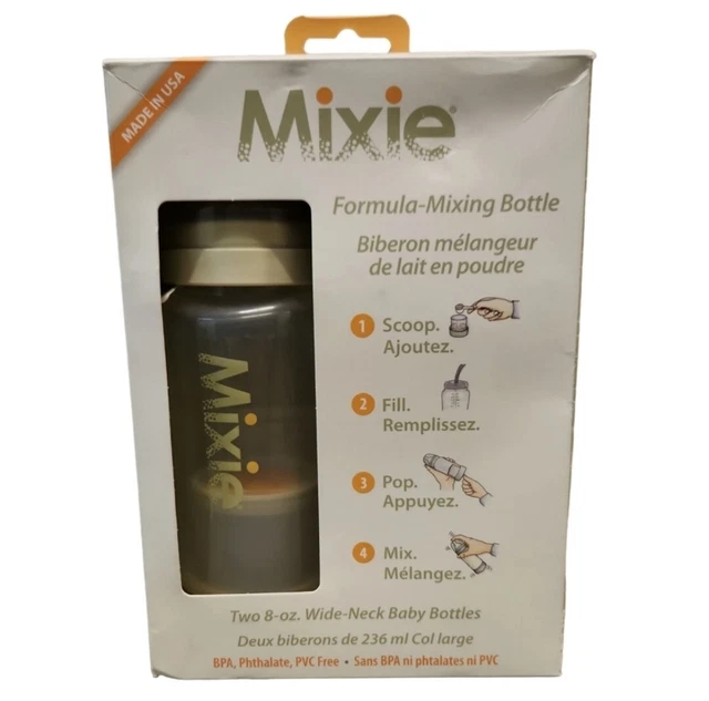 Mixie (2) 8 Oz Wide Neck Baby Bottles Formula Mixing Bottles New