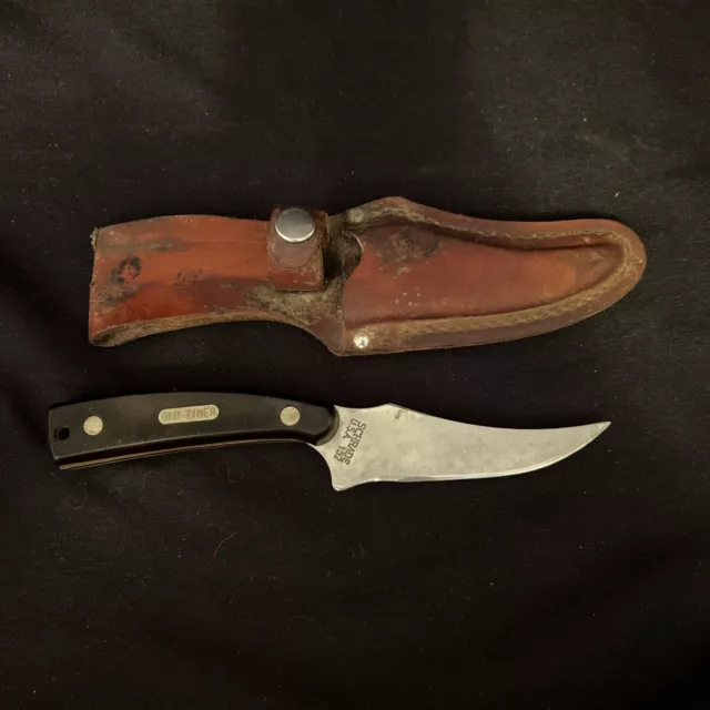 VINTAGE SCHRADE HUNTING Knife Old Timer 152 Sharpfinger USA w/Leather ...