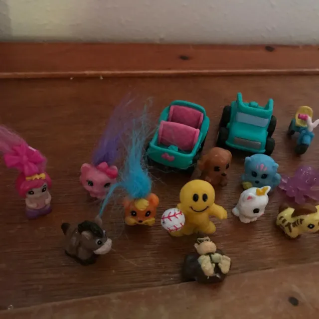 Used Lot of Animals Girl Boat Car Trike Rubber Squinkies Figures   – all include 2