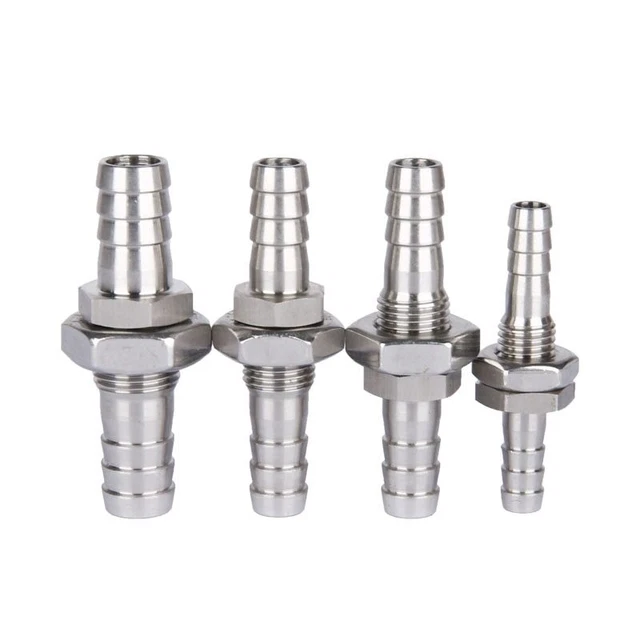 STAINLESS STEEL BULKHEAD Fitting Barb Hose Tube Connector Fuel Water