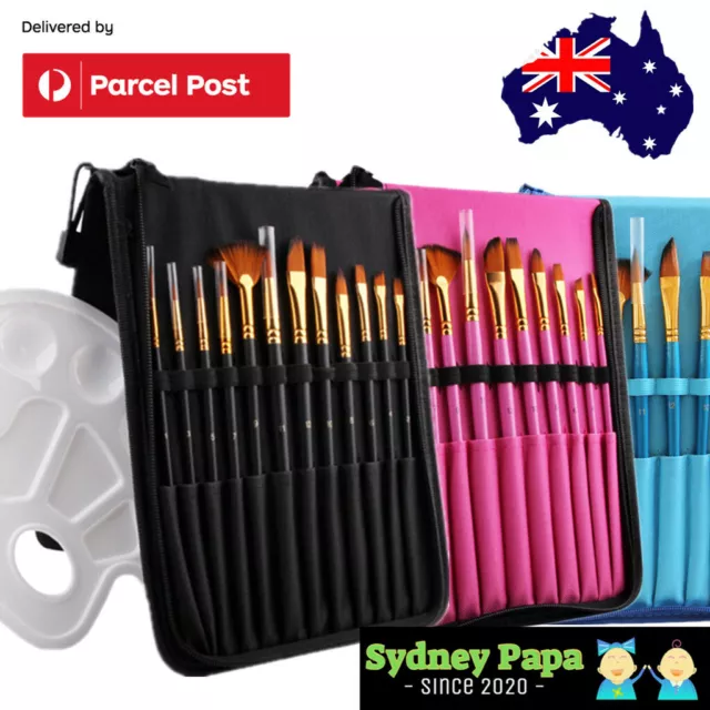 12pcs Artist Paint Brush Set Kit With Palette & Carrying Case Paint brushes