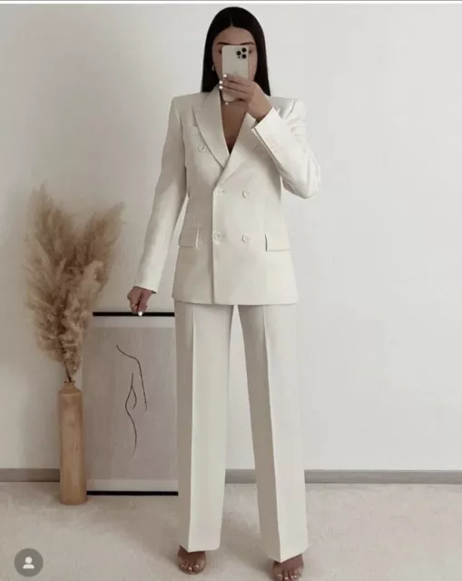 ZARA WOMAN NWT TAILORED DOUBLE BREASTED BLAZER And Matching Trousers Size M