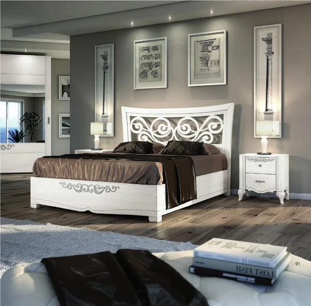 Set 3tlg Chambre Lit Table de Chevet Lits Lit Double Bois Groupe Ensemble Neuf
