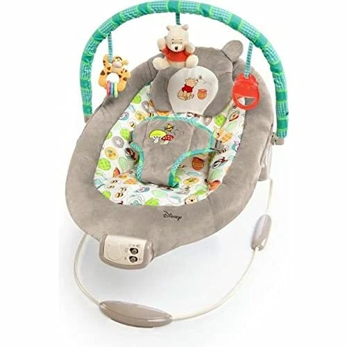 Bright Starts Winnie the Pooh Dots & Hunny Pots Baby Bouncer with Vibrating I...