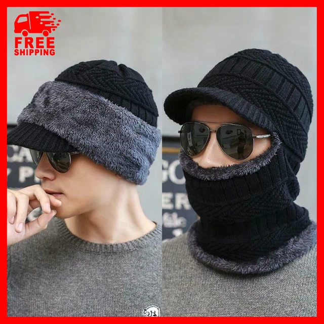 Gorro Para Hombre Gorros De Invierno Hombres Para El Frio Con Bufanda Punto 2021