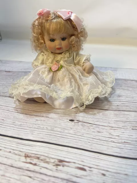 Vintage Mini Miniature Bisque Porcelain Doll 6 Inches Tall No Marking