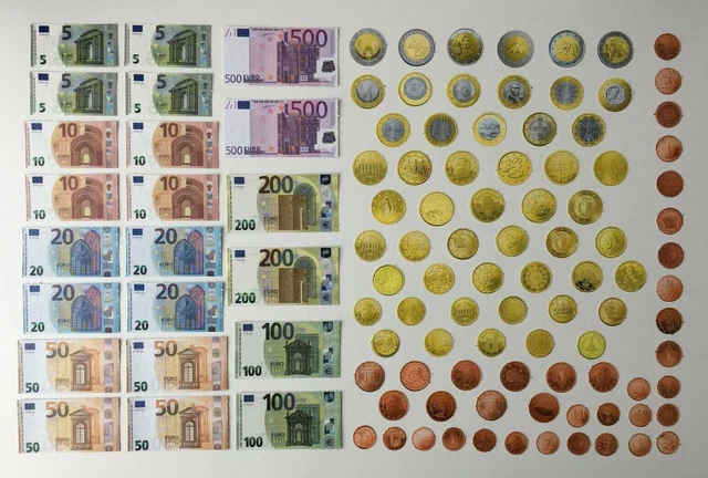 SPIELGELD, RECHENGELD, PAPIERGELD, Kaufladen, Euro, Scheine und Münzen SPIELGELD, RECHENGELD, PAPIERGELD, Kaufladen, Euro, Scheine und Münzen