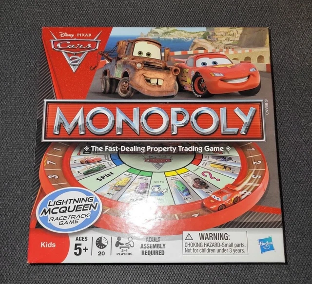 DISNEY PIXAR CARS 2 Monopoly Board Game Hasbro Lightening McQueen 15 