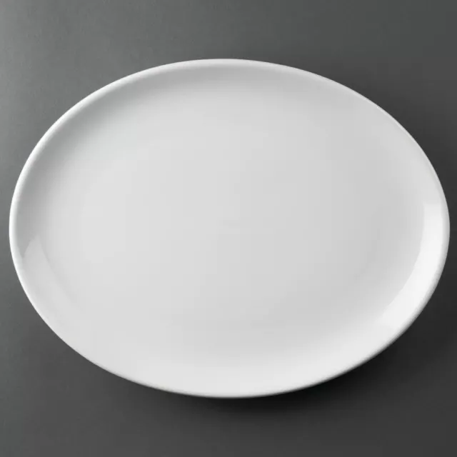 Athena Hotelware Oval Coupe Plates White Porcelain 305 x 241mm  12 x 9 1/2" 6 pc