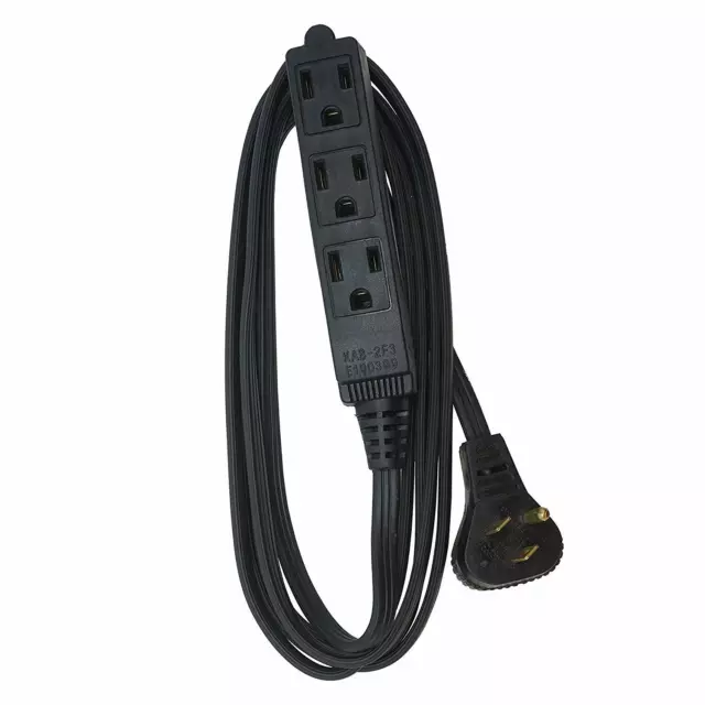 SlimLine 2243 Angled Flat Plug Extension Cord, 3 Grounded Outlets, 8-Foot