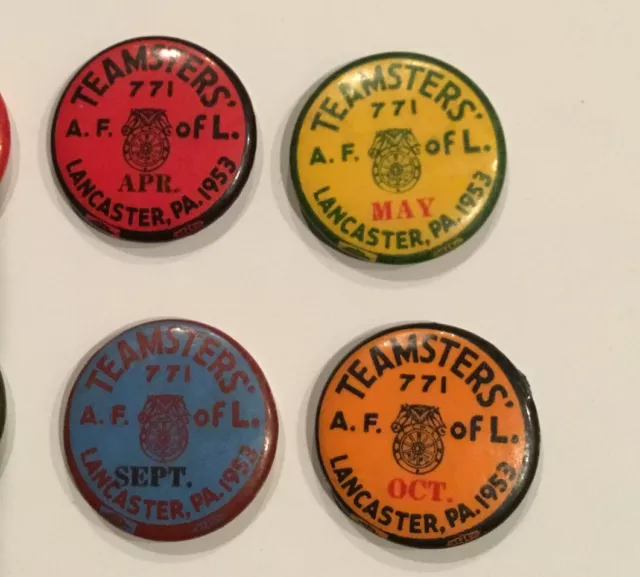 Entire Set Of 1953 UNION Pin Pins TEAMSTERS￼ A F Of L Lancaster P A 3