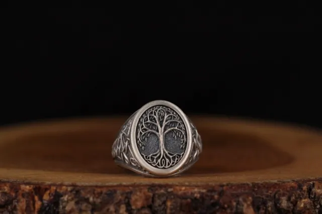 Tree of Life Silver Men Ring, Minimalist Gift, Celtic Signet Ring, vintage ring