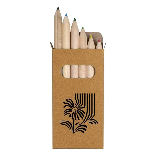6 x 'Linie Blumen 1' kurz 85 mm Bleistifte/Buntstift Set (PE00051092)