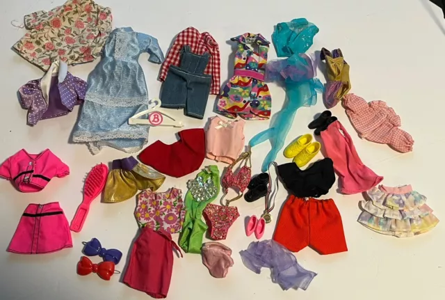 Large lot Of Vintage Barbie Doll Clothes Fashion Outfits Skirt Dresses Pants Top