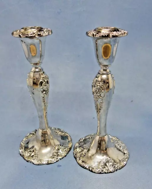 Godinger Pair Of Silver Plate Candle Holders 8" Ornate Grape Elegant Design