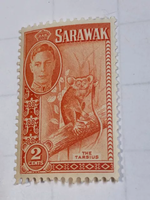Vintage Sarawak Fauna Wild Animals Tarsius Stamp 1948 2 Cents