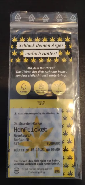 BVG Hanfticket Original Berlin, 15.12.2021, Rarität für Sammler Neu Selten #3733