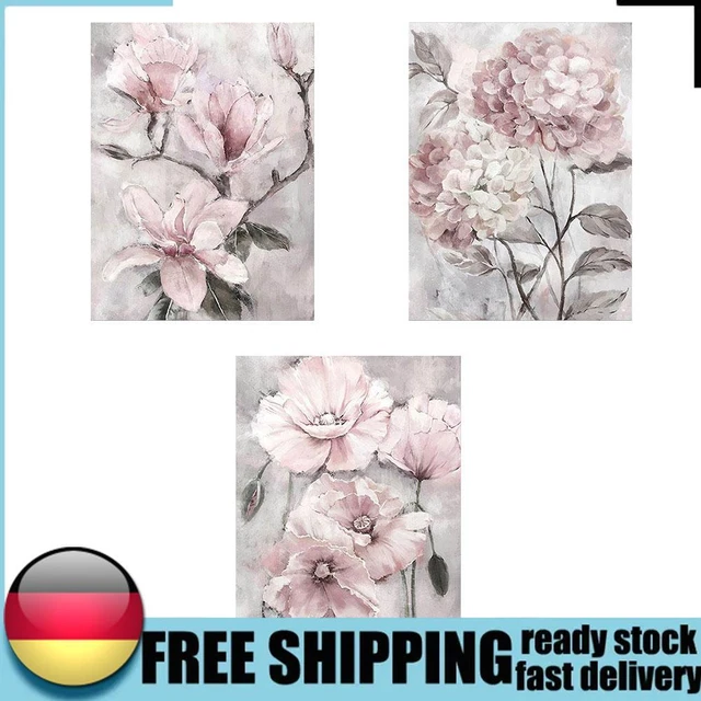 Kit de pintura al óleo de flores rosa por números imagen de lona para adultos niños sin marco