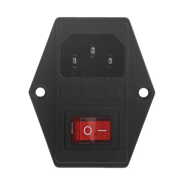 3 Pin Iec320 C14 Ac Inlet Male Plug Socket With Fuse Switch 10A 250V O4R8