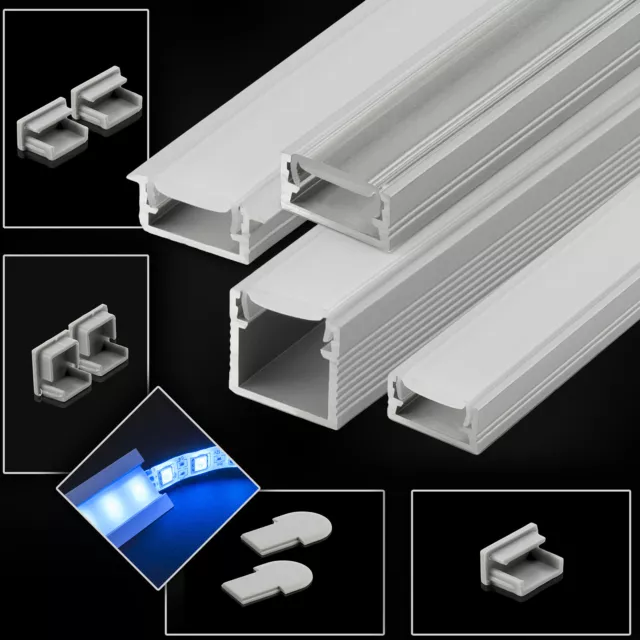 Alu Profil für LED MODELL K Transparent Streifen Lichtleiste Aluminium 1m -  2m MODELL K, Profile \ Alu Profile Für LED Streifen \ Oberflächenprofile  Für LED Streifen